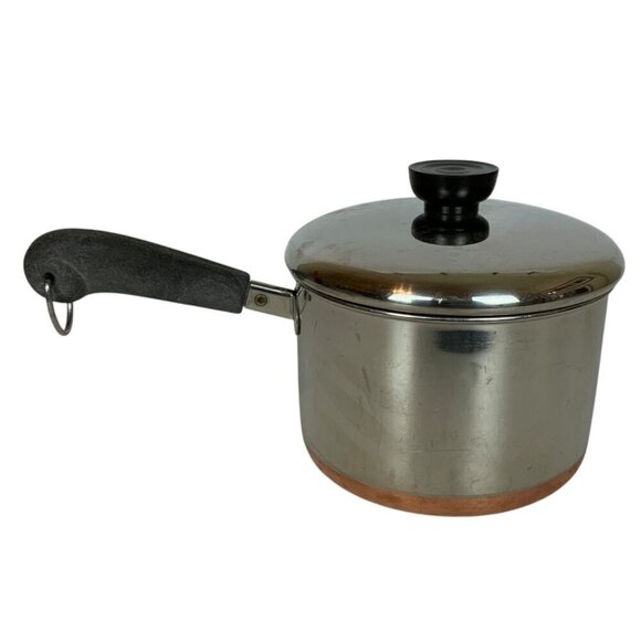 Vintage Revere Ware 2 Qt Tall Copper Clad Stainless Steel Saucepan Lid 1981 - Picture 4 of 10